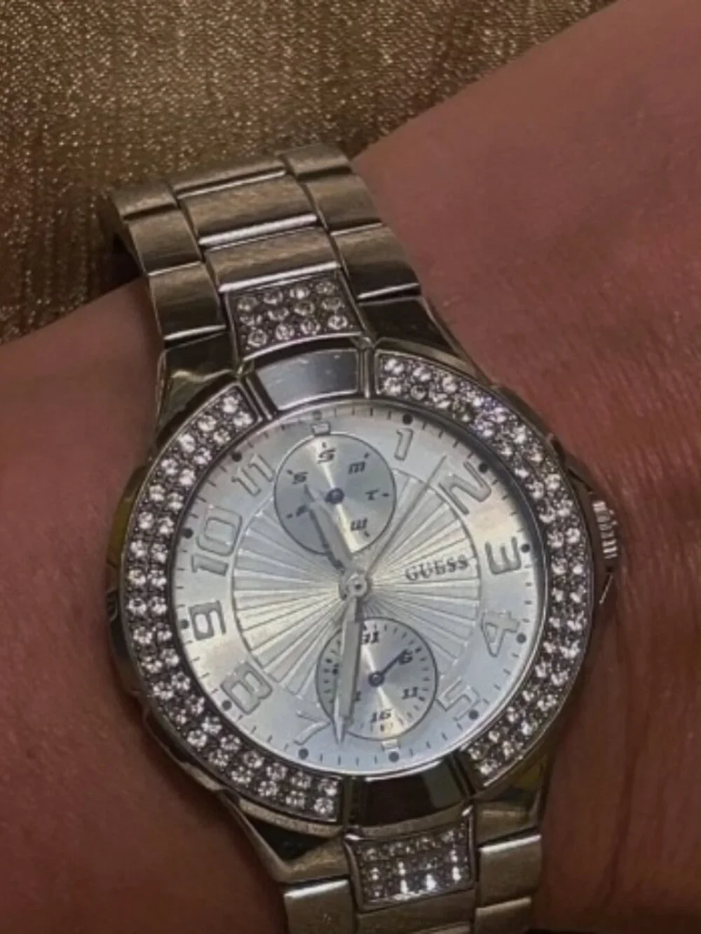 $459 Guess Collection U12003L1 Crystal bling Chronograph Watch  box lugs Booklet